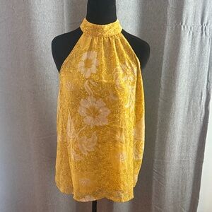 Yellow Floral Halter Neck Top